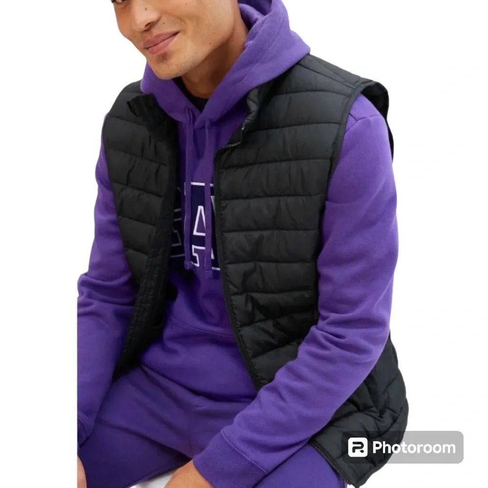 Gap Windproof Quilted Puffer Vest Water Resistant Full Zip Small In Black - Picture 4 of 12